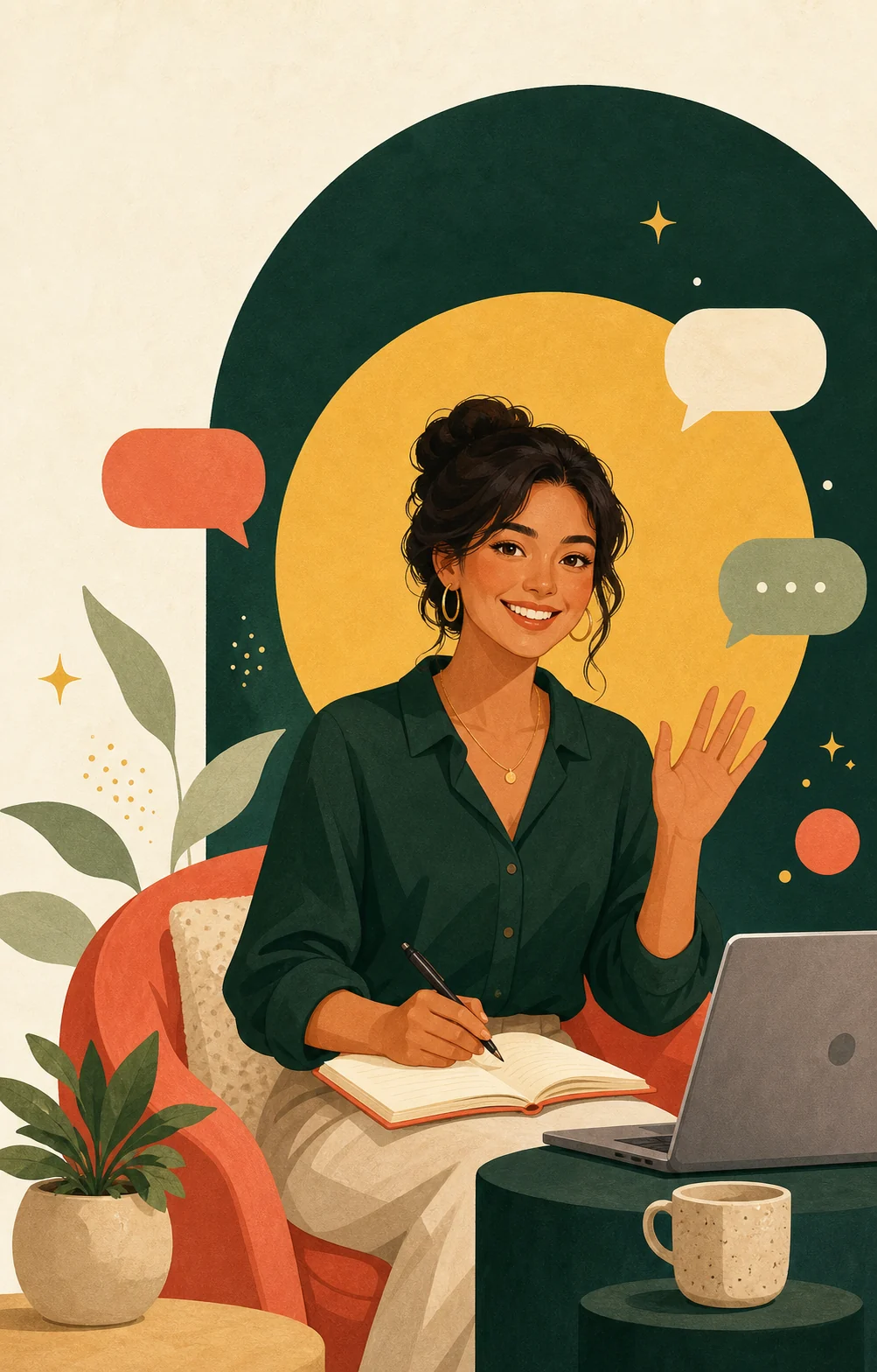 Friendly English teacher leading an online lesson
